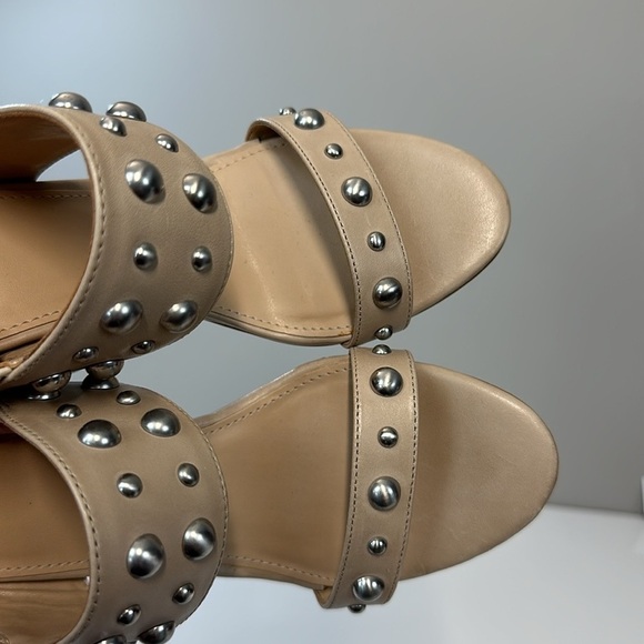 Guess Cheree Tan Leather Studded Heeled Sandals Size 7 - Picture 13 of 15